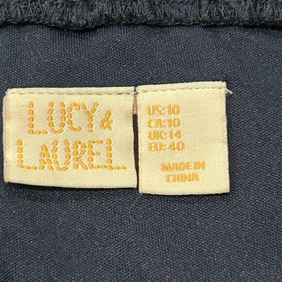 Lucy & Laurel Navy Blue Lace Floral Cutout DesignLined Skirt Size 10 Elegant NWT - Picture 5 of 9